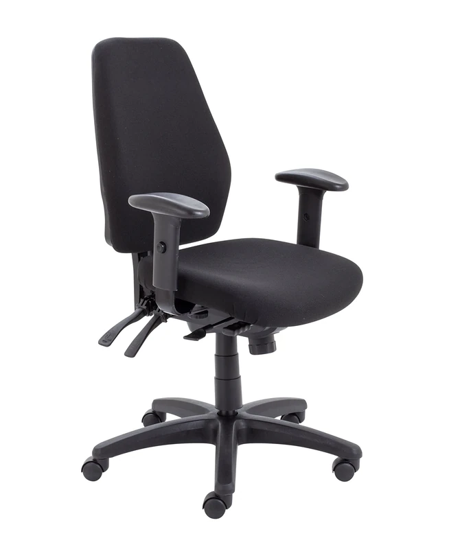 Office Hippo 24-Hour High Back Office Chair, Orthopaedic Design Chair with Adjustable Arms, Ratchet Back and Tilt, Moulded Seat & Back, 5 Year Component & 2 Year Upholstery Guarantee - Black