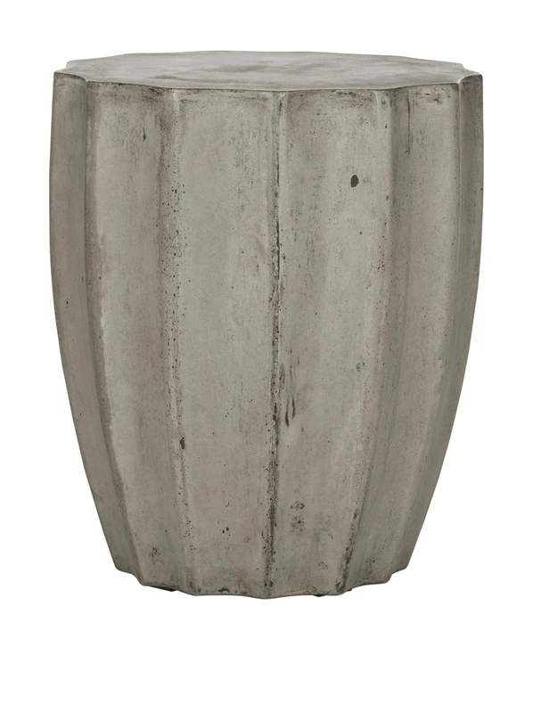 SAFAVIEH Modern Outdoor Cement Stool, in Dark Grey, 39 X 39 X 44.95