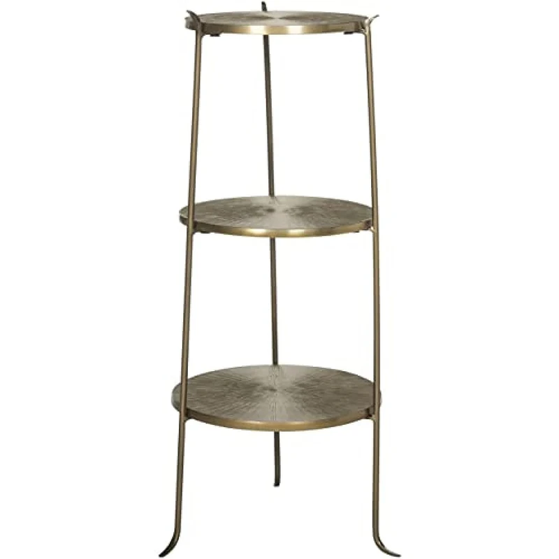 SAFAVIEH Glam 3 Drawer Wooden Accent Table, in Brass, 36 X 36 X 80.01