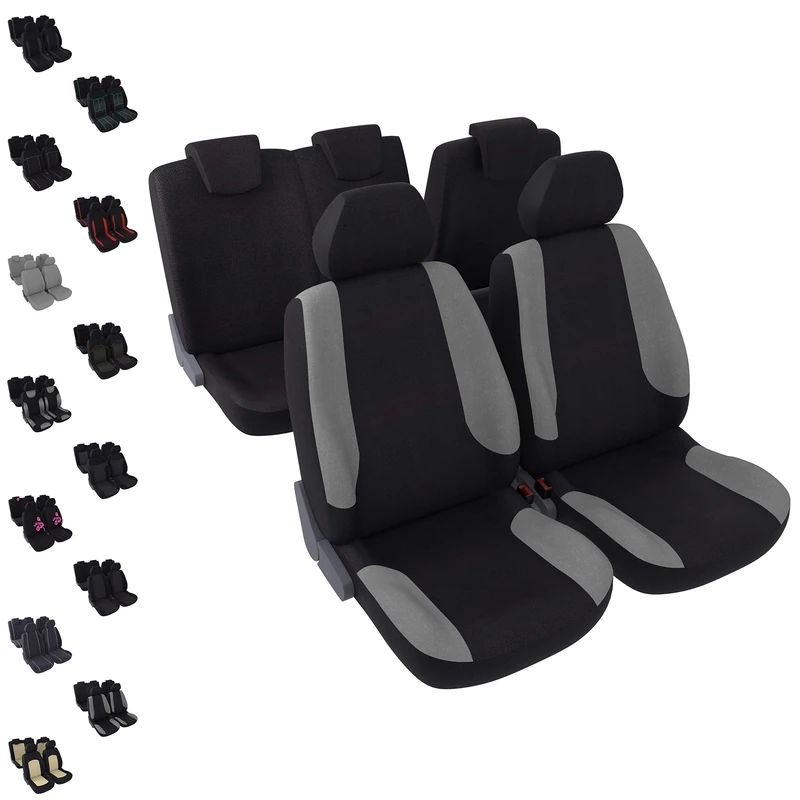 DBS 1012723 Universal Non-Slip Washable 5-Seat Car Seat Covers Black + Grey