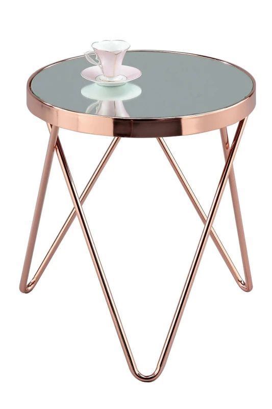 ASPECT Puccini Mirrored/Glass Round Side/Coffee/End/Lamp Table, Copper, 42.5x42.5x46 cm