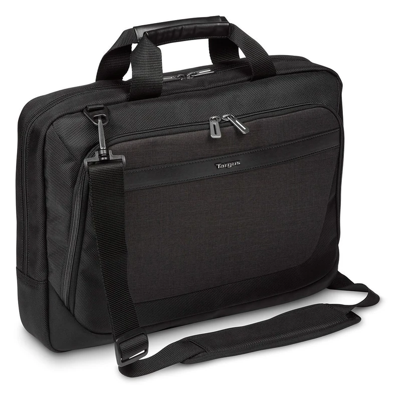 Targus CitySmart Slimline Topload Business Commuter Messenger Laptop Briefcase for 14,15,15.6-Inch Laptops, Black,Grey (TBT914EU) - Image 1
