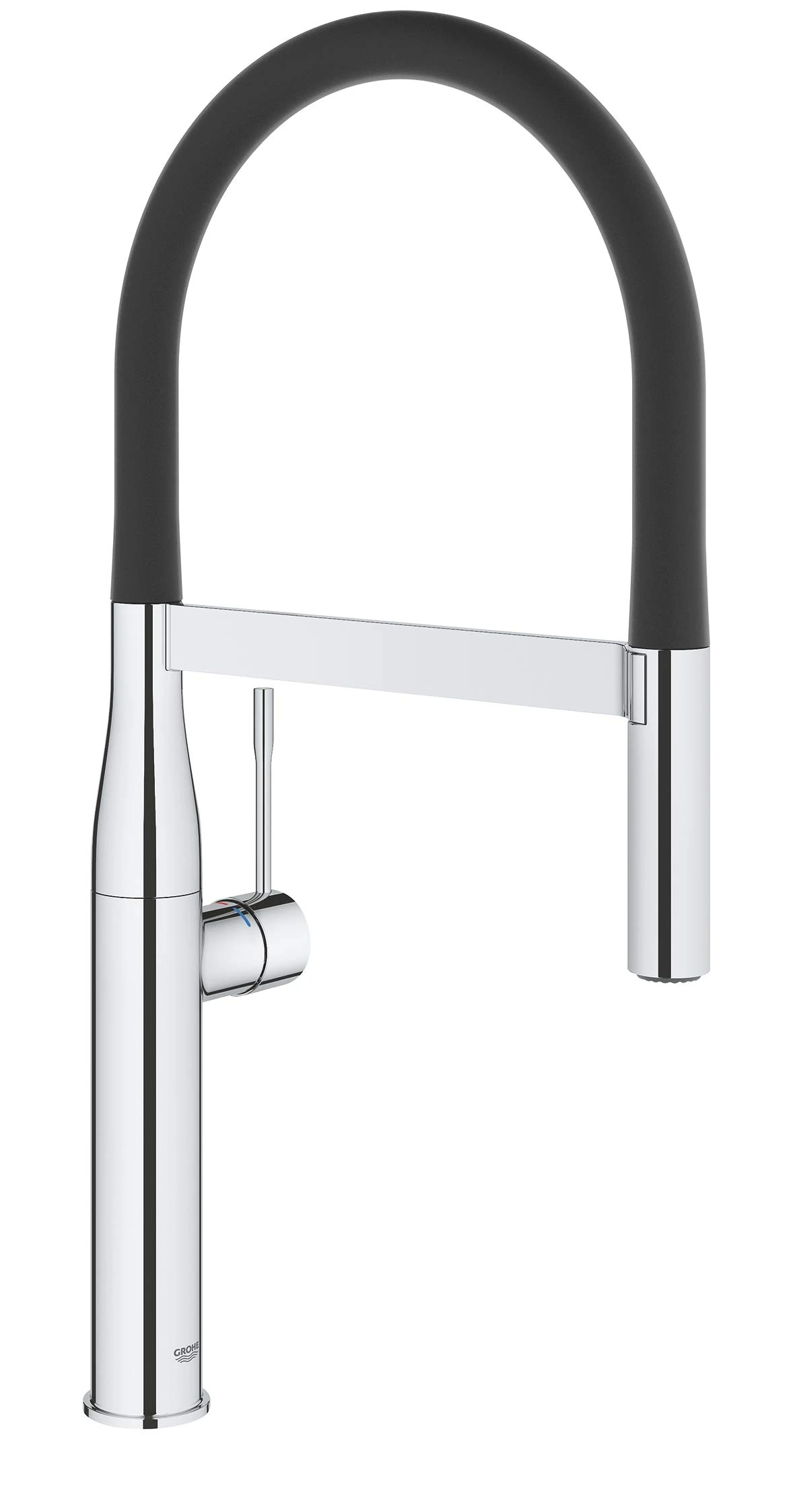 GROHE Essence Professional Kitchen Tap (360° Swivel High Spout, Magnetic Docking, 2 Spray Laminar and Jet, 28 mm Ceramic Cartridge, 3/8 Inch Tails), Chrome, 30294000