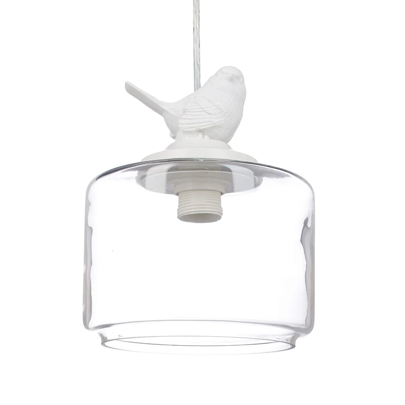 Relaxdays Ceiling Light with Bird, Deco Lamp in Vintage Retro Look, E27 Socket, Transparent, 40 W, White