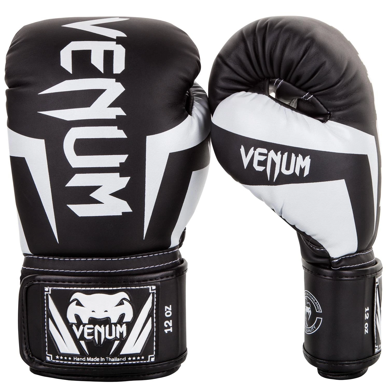 Venum Unisex Adult Elite Boxing Gloves, Black (Black/White), 8 oz