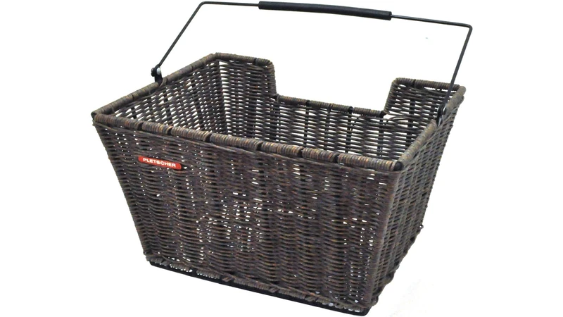 Pletscher Easy-Fix Rattan Bike Shopping Basket, Dark Brown, 330x250x220mm