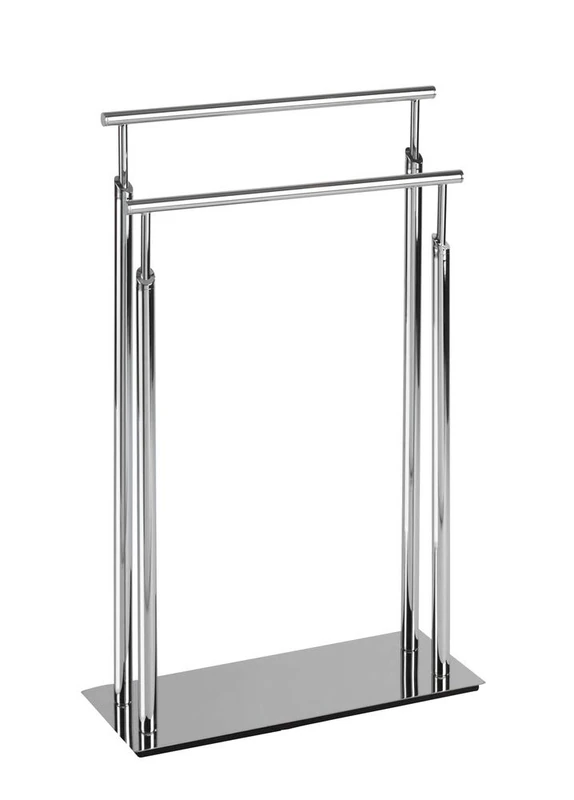 WENKO 22717100 Towel butler Lisboa - towel holder, clothes stand, 2 bars, Steel, 50 x 81 x 20 cm, Chrome