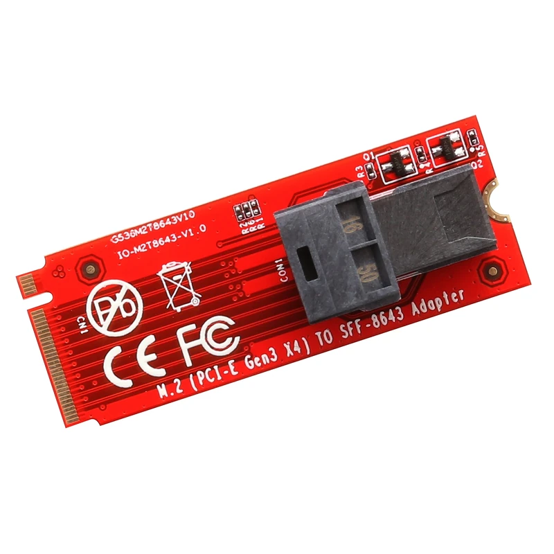 IOCrest M.2 Module with Mini-SAS HD (SFF-8643) 36-Pin Connector for U.2 (SFF-8639) NVMe SSD (Upward miniSAS) - Support Intel 750 2.5-inch U.2 SFF SSD