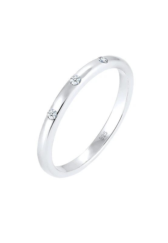 Elli DIAMONDS Ring Women Band Ring with Diamond (0.045 ct) in 925 Sterling Silver