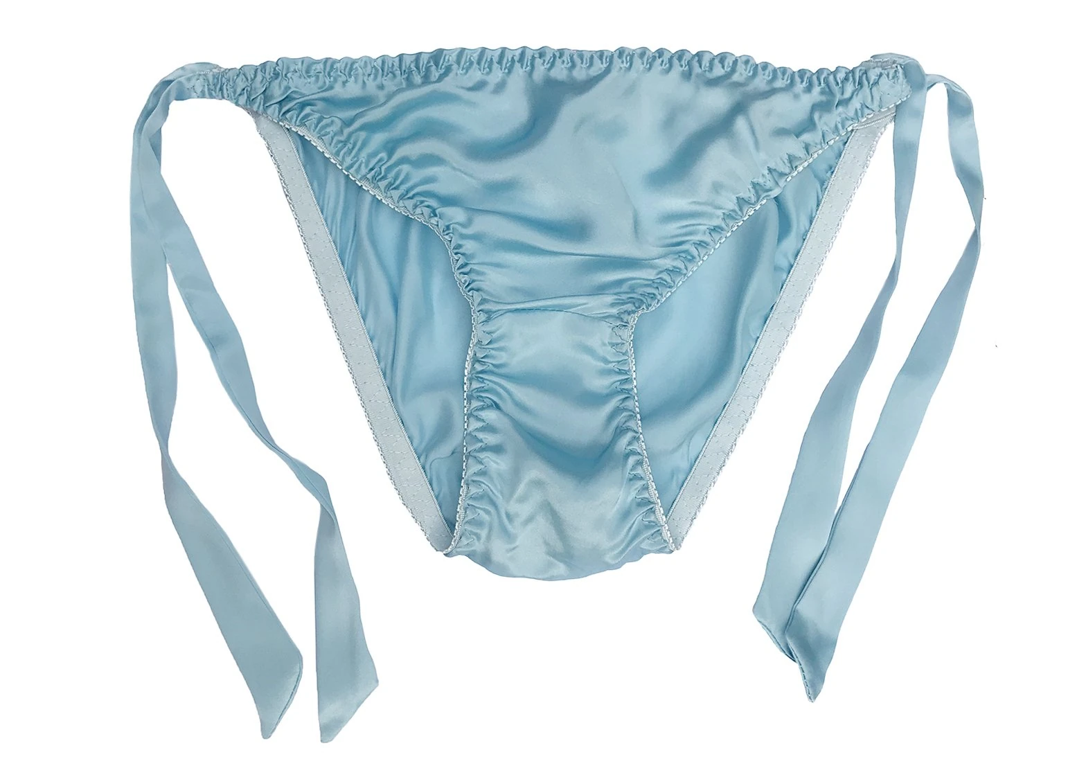 LSHARON SILK Women's Sexy 100% Mulberry Silk Thong Lingerie G-String Underwear Panties (Blue)