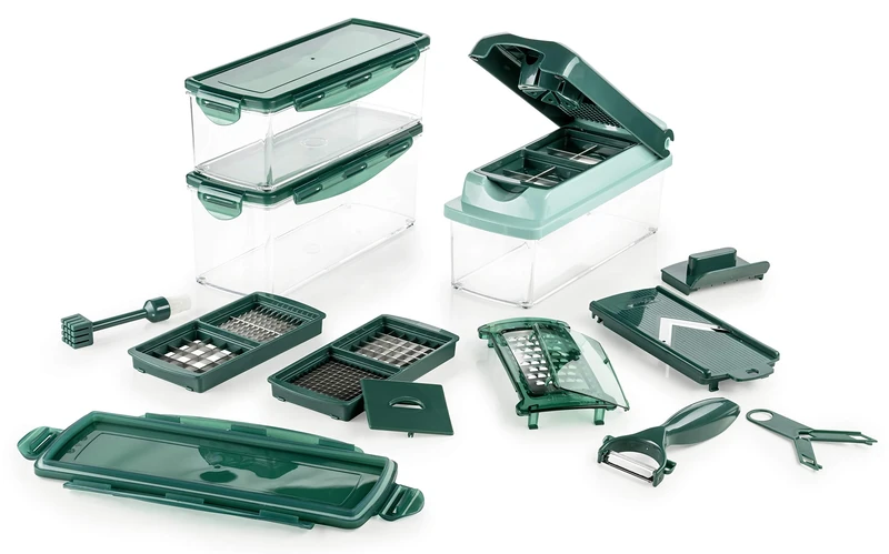 Genius Nicer Dicer Plus 18 Pieces, Plastic, Emerald Green, 26 x 9 x 13 cm