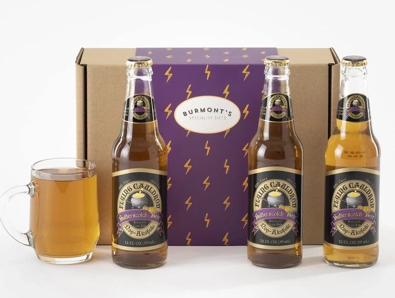 Wizards Flying Cauldron Non-Alcoholic Butterscotch Beer Three Bottle Pack - Hamper Exclusive To Burmont's - Image 1