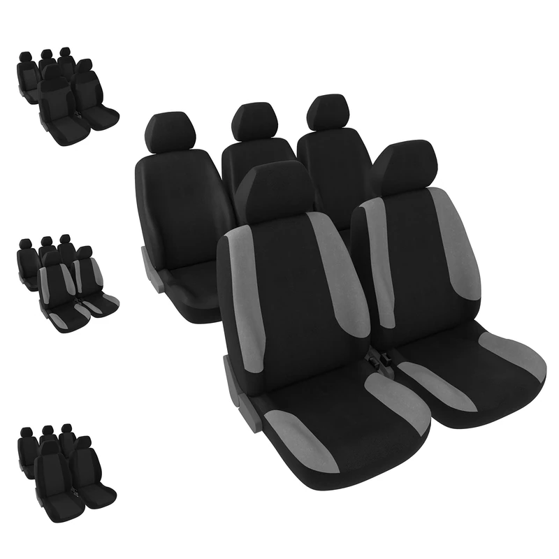 DBS 1012724 Universal Non-Slip Washable 5-Seater Car Seat Covers Black + Grey