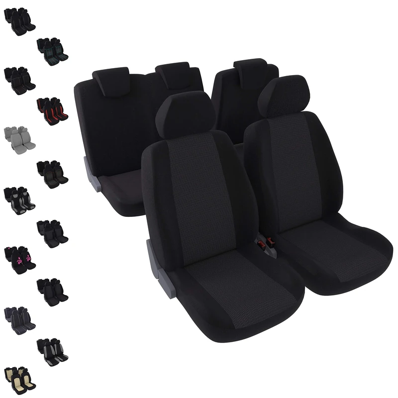 DBS 1012896 Universal Non-Slip Washable Car Seat Covers for 5 Seats - Black