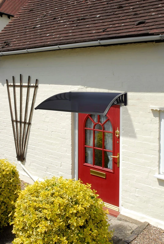 Greenhurst 1125 Black Easy Fit 1m Tinted Door Canopy, 100x60x23 cm
