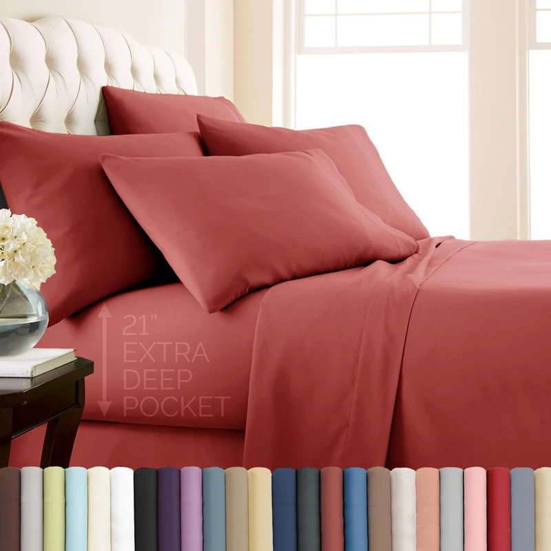 Southshore Fine Living, Inc. Extra Deep Pocket King Size Sheet Set, 6-Piece Ultra Soft Microfiber Bedding Bed Sheets with 21'' Deep Fitted Sheet King, Oversize Flat Sheet, 4 King Pillowcases, Marsala