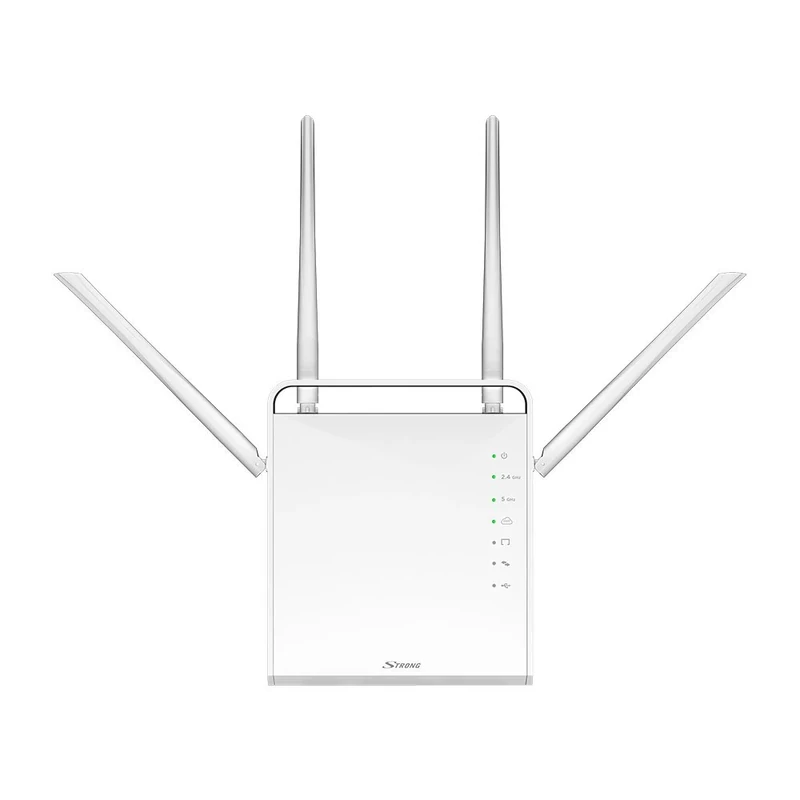 STRONG Dual Band Gigabit WLAN Router 1200, Up to 1200 Mbps for 5GHz WiFi, LAN, WAN, WLAN Amplifier, Connection to Cable/DSL/Fibre Optic Modem, Guest Network, White