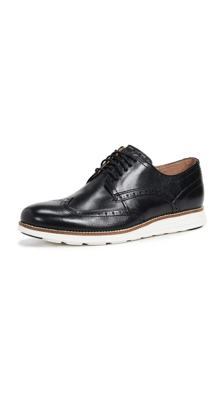 Cole Haan Men's Original Grand Shortwing Oxford, Black Leather White, 9 UK Wide