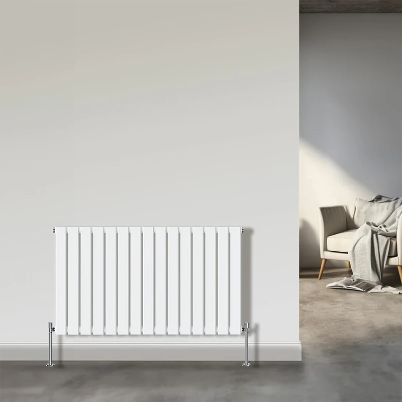 NRG Horizontal Flat Panel Column Designer Radiator Bathroom Central Heating Gloss White Single 600x1020mm