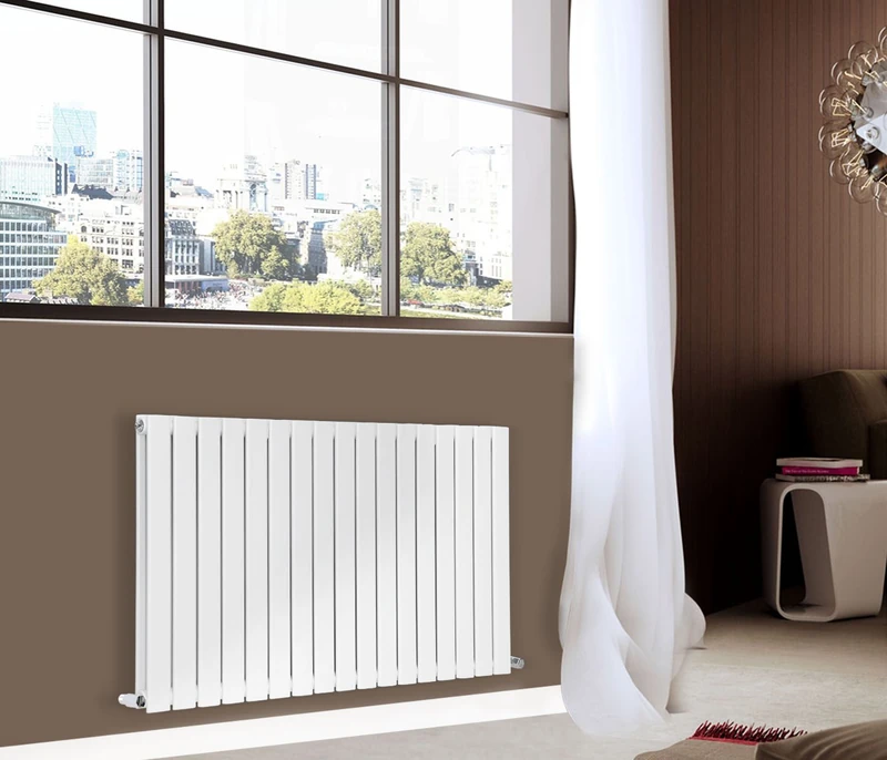 NRG Designer Horizontal Bathroom Radiator Modern Flat Panel Double Column Central Heating Gloss White 600x1156mm