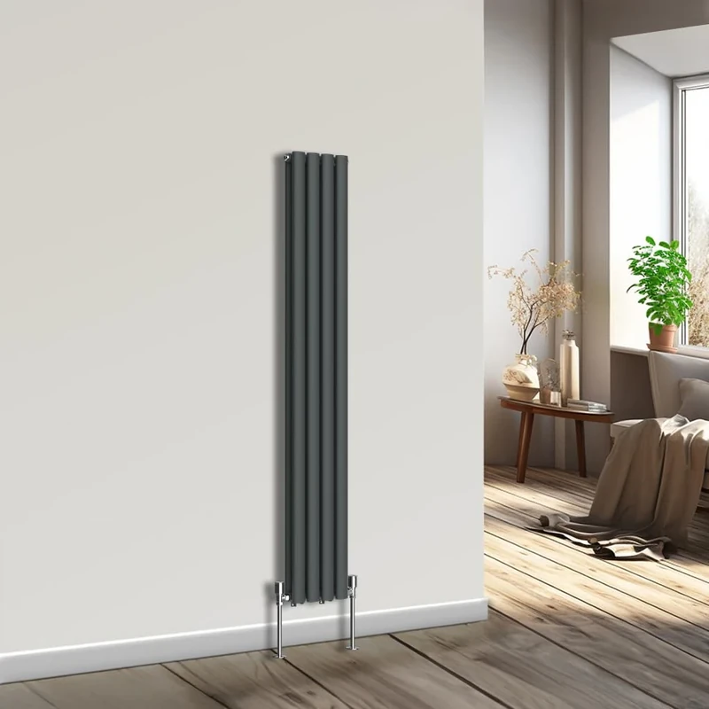 NRG Vertical Oval Column Radiator Bathroom Central Heating Anthracite 1600x236mm Double Panel Radiators