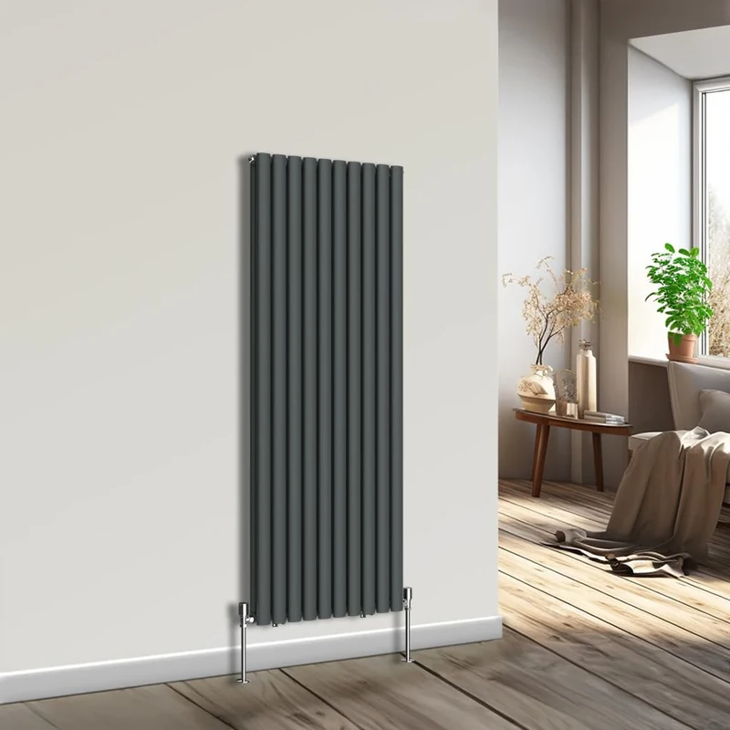 NRG Vertical Oval Column Radiator Bathroom Central Heating Anthracite 1600x590mm Double Panel Radiators