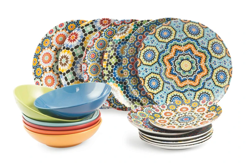 Villa d'Este Home Tivoli Marrakech Table Service, Porcelain, Multicolored, 18 Units