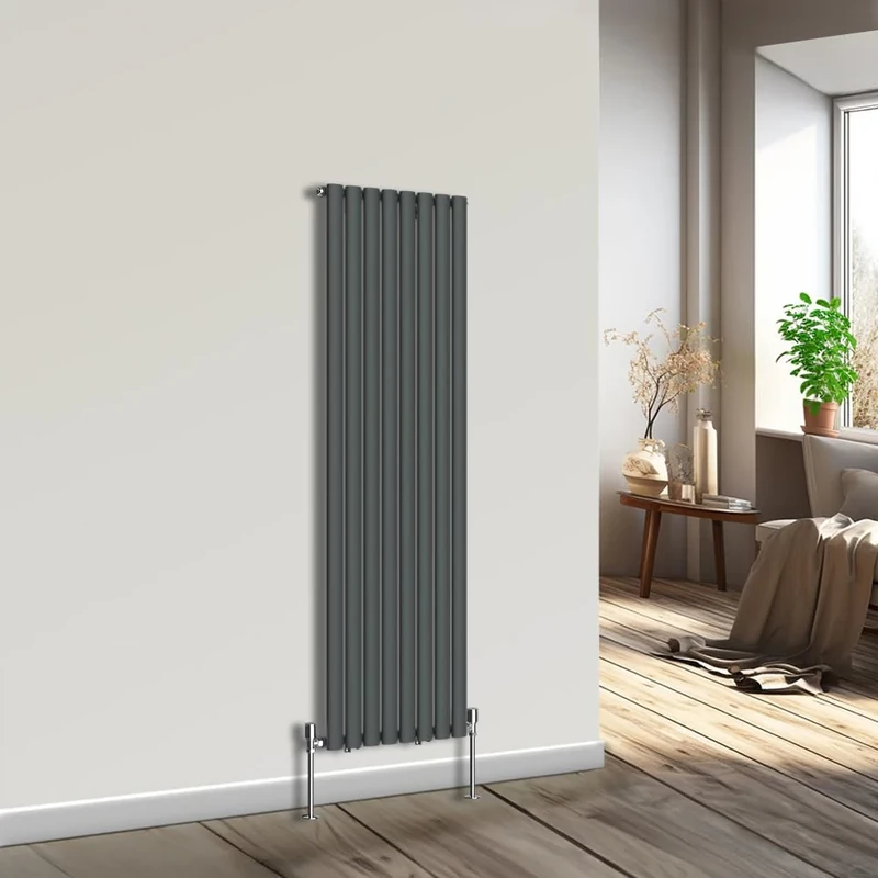 NRG Vertical Oval Column Radiator Bathroom Central Heating Anthracite 1600x472mm Single Panel Radiators