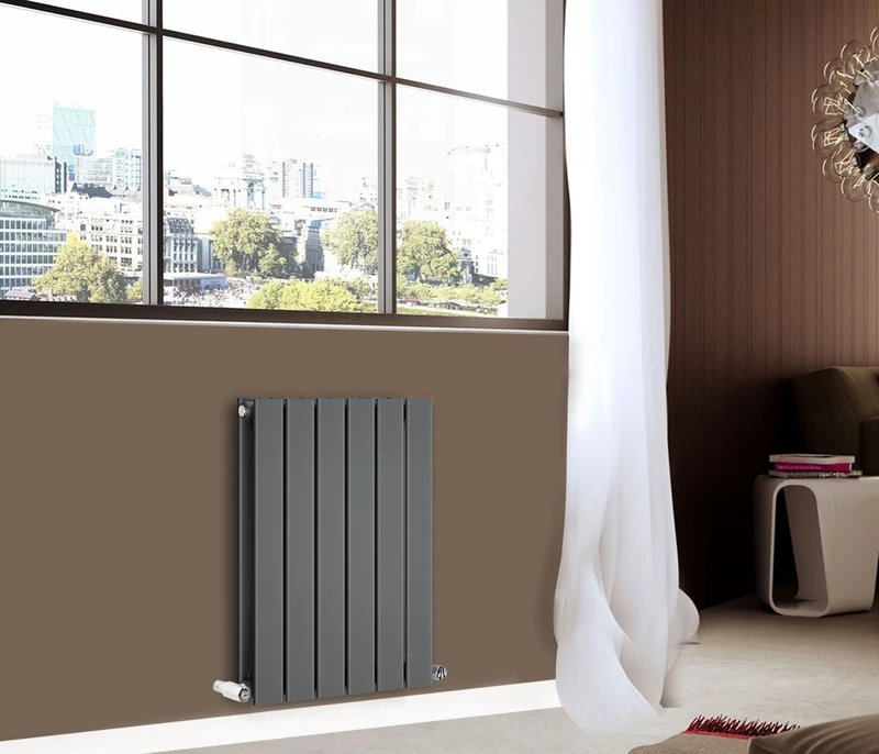NRG Horizontal Flat Panel Designer Radiator Double Column Anthracite Bathroom Heater 600x408mm Central Heating