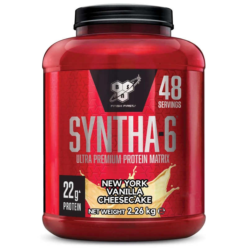 BSN Syntha 6 Ultra-Premium Protein Powder for muscle growth and repair, Low Sugar High Protein, New York Vanilla Cheesecake Flavour, 48 Servings, 2.26 kg