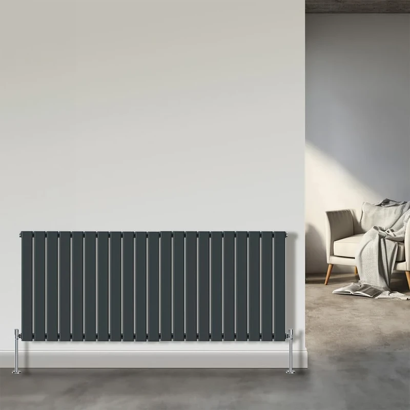 NRG Horizontal Flat Panel Column Designer Radiator 600x1428mm Bathroom Central Heating Anthracite Single