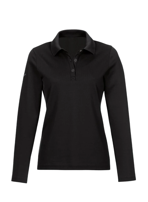 Trigema Long Sleeve Polo Shirt, Black, 3XL