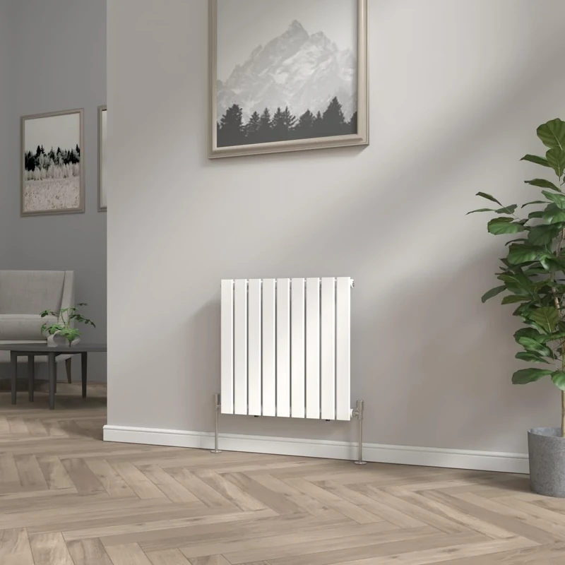NRG Modern Radiator White 600x612mm Single Flat Panel Heater Interior Designer Horizontal Bathroom Radiators