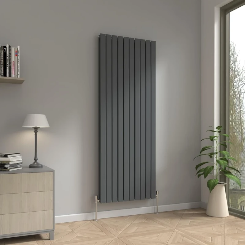 NRG Anthracite Vertical 1800x680mm Flat Panel Double Column Designer Radiator Modern Bathroom Central Heating