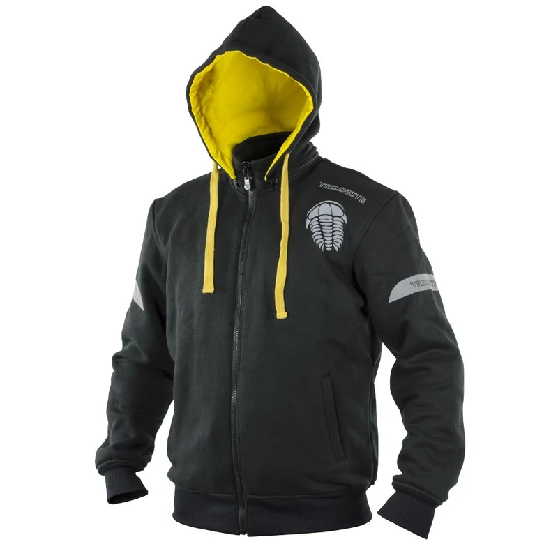 Trilobite Illenius Basic Motorcycle Hoodie Aramid Fibres Lining, Black/Yellow, Size XL