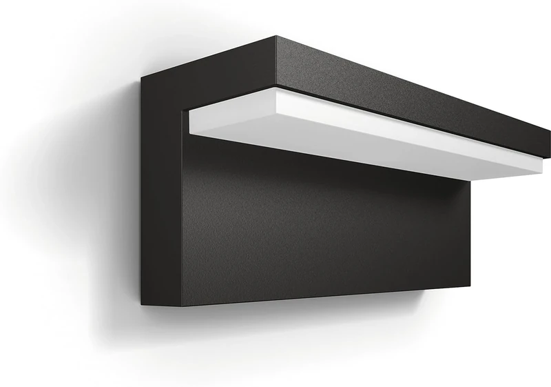 Philips Bustan LED Outdoor Wall Light, 9W, 1,000 lm, 4,000 K Cool White Light, IP44 Weather-Resistant, Dimmable, Built-in LED, Aluminium, Anthracite Grey
