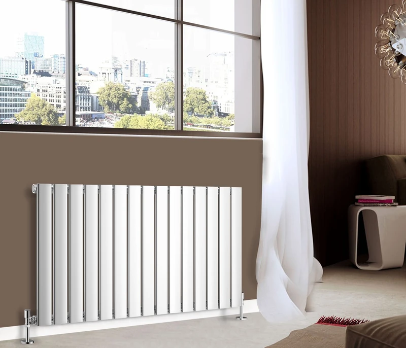 NRG 600x1020mm Horizontal Designer Radiator Modern Chrome Bathroom Central Heating Single Column Flat Panel - Image 1