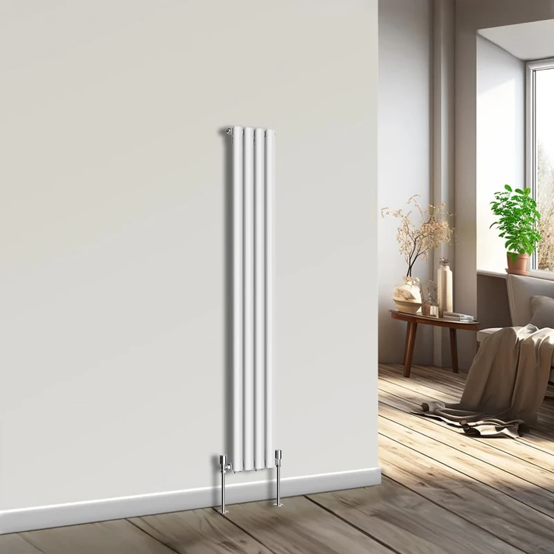 NRG Vertical Oval Column Radiator Bathroom Central Heating White 1600x236mm Single Panel Radiators