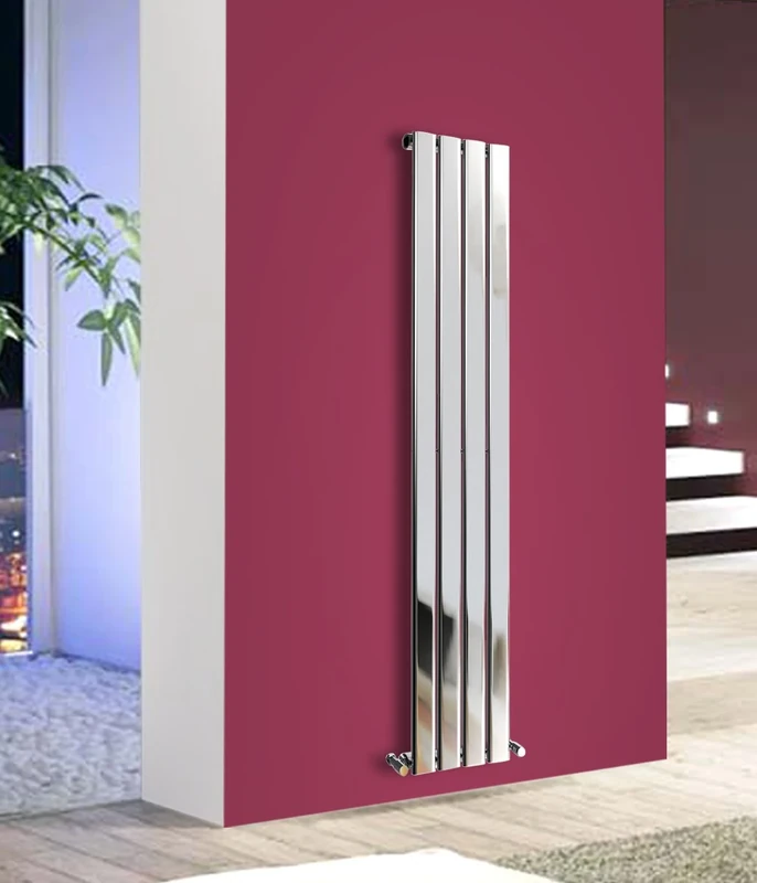 NRG Tall Vertical Flat Panel Designer Radiator 1600x272mm Chrome Single Column Central Heating