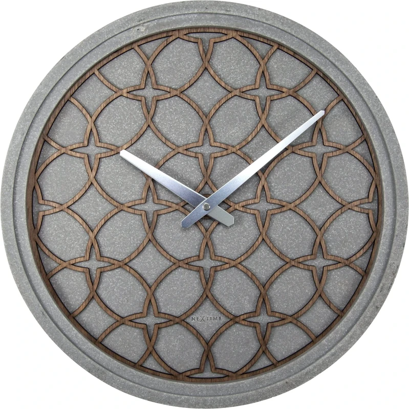NexTime - Wall Clock - Ø 39.5 cm - Polyresin/Wood – Grey – 'Concreto love', 3212BR - Image 1