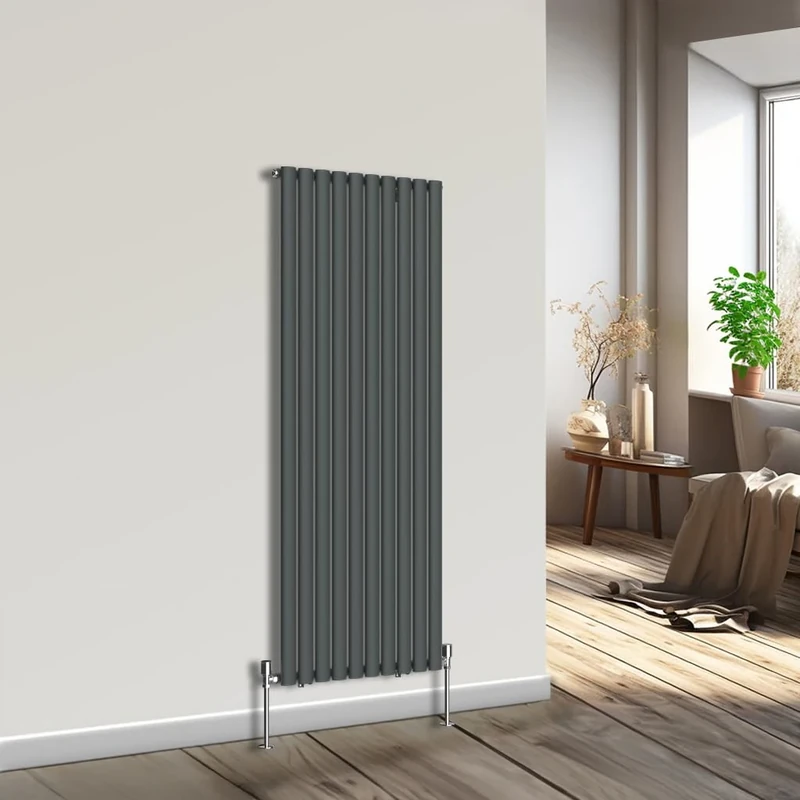 NRG Vertical Oval Column Radiator Bathroom Central Heating Anthracite 1600x590mm Single Panel Radiators