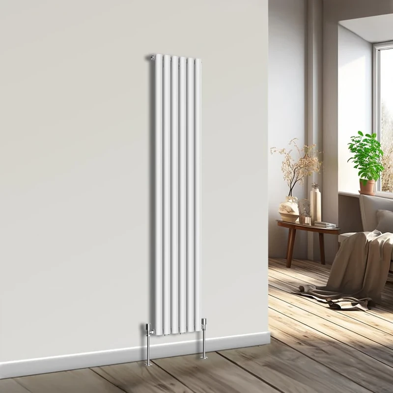 NRG Vertical Oval Column Radiator Bathroom Central Heating White 1800x354mm Single Panel Radiators