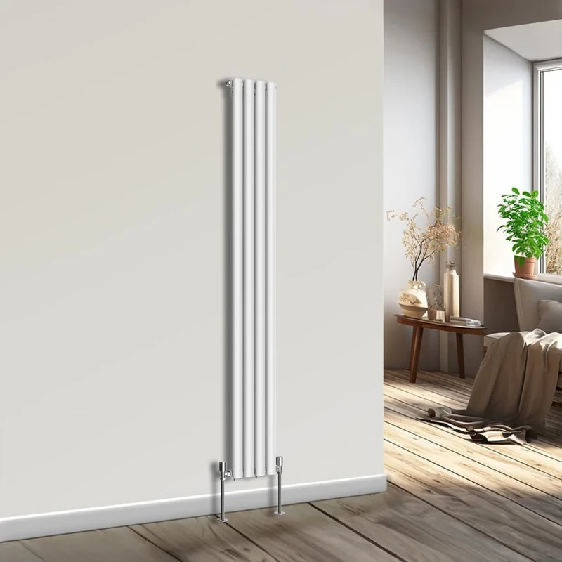 NRG Vertical Oval Column Radiator Bathroom Central Heating White 1800x236mm Single Panel Radiators