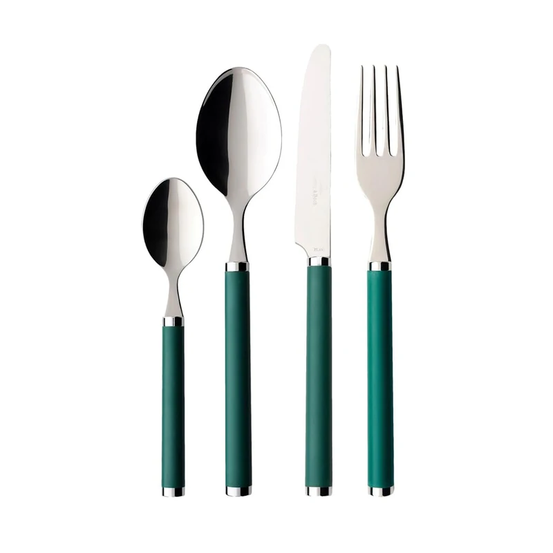 Villeroy & Boch Play! Green Garden Cutlery for up to 6 People, 24 Pieces, Stainless Steel, Green Plastic Handle