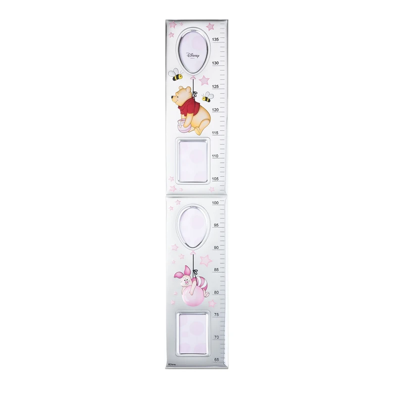 Disney Winnie The Pooh Children's Wall Ruler for Nursery Decorations with Photo Frames in Silver