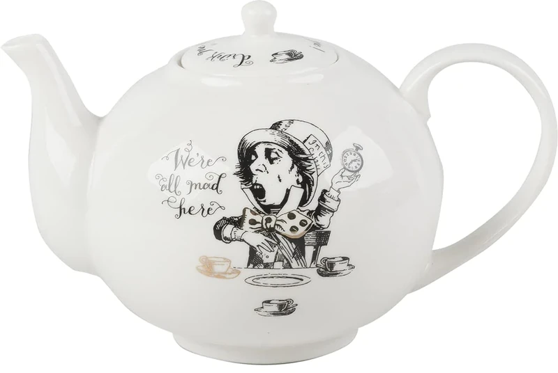 V&A 5200025 Alice in Wonderland Teapot in Gift Box, Fine China, White, 1.1 Litre (6 Cup)