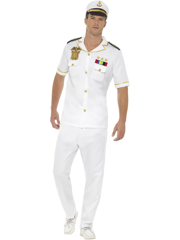 Smiffys Captain Costume, White, L - Size 42-44
