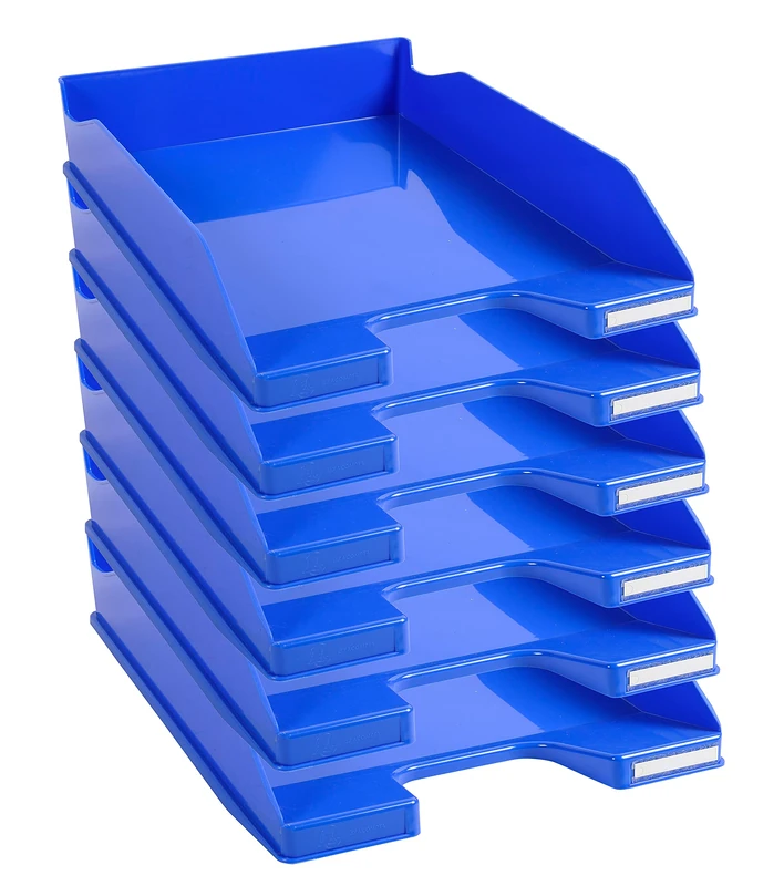 Exacompta - Ref. 113279D - set of 6 COMBO MIDI letter trays - dimensions 34.6 x 25.5x 6.5 cm - for documents in A4 + format - glossy ice blue color