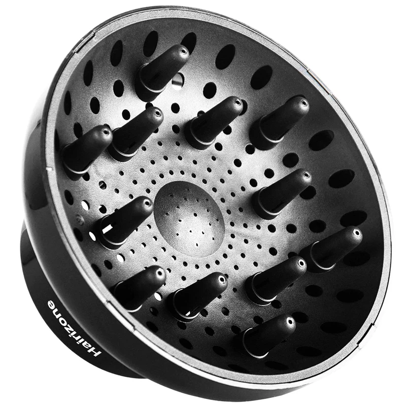 Hairizone Universal Diffuser for Hair Dryers with Nozzle D=1.7"-2.6" (4.3 to 6.6 cm) for Curly or Wavy Hair Styling, Dry and Gain Maximum Volume Without Frizz Black