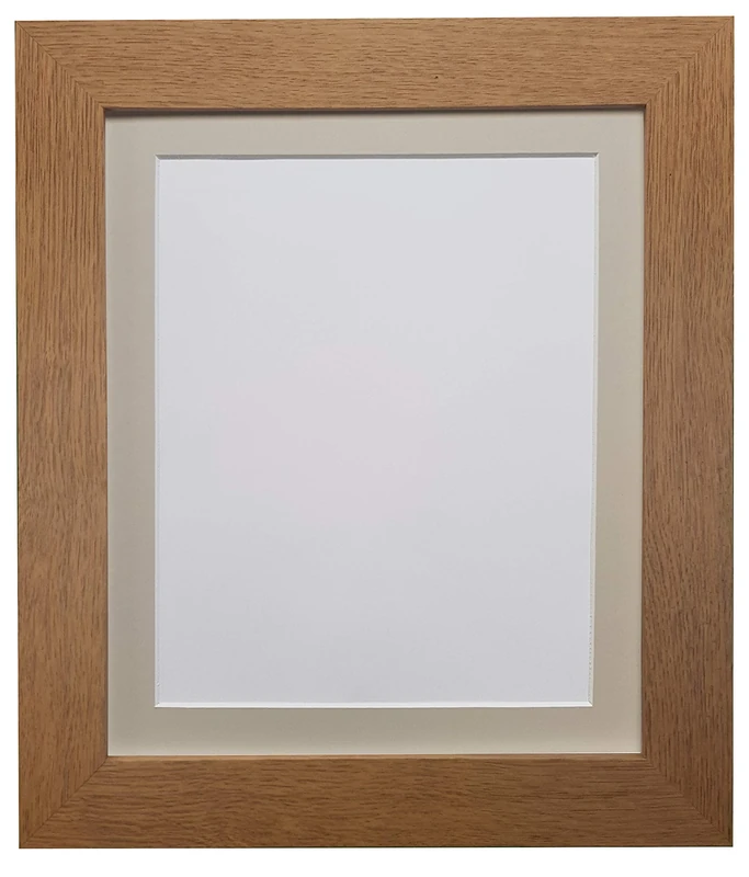 FRAMES BY POST Metro Oak Photo Picture Poster Frame with Light Grey Mount Plastic Glass 40" x 30" For Pic Size 36" x 24"
